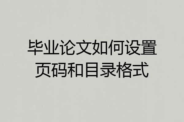 毕业论文如何设置页码和目录格式