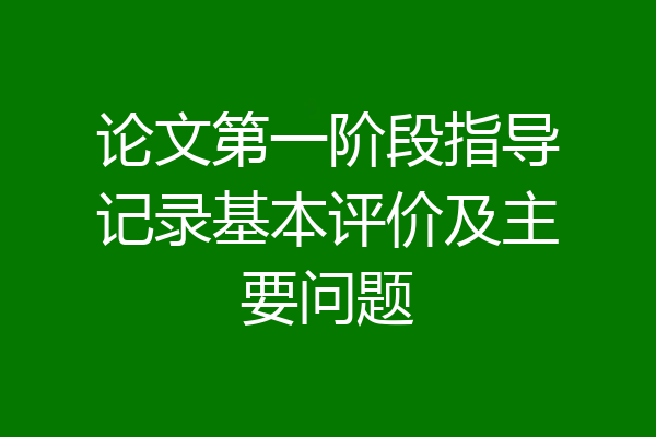 论文第一阶段指导记录基本评价及主要问题
