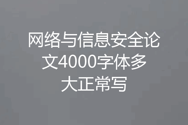 网络与信息安全论文4000字体多大正常写