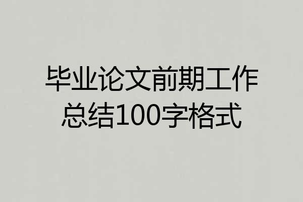 毕业论文前期工作总结100字格式