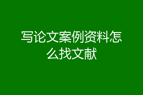 写论文案例资料怎么找文献
