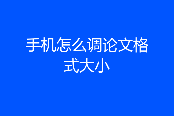 手机怎么调论文格式大小
