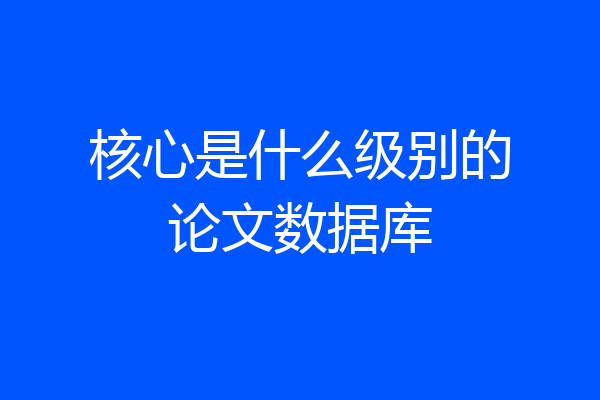 核心是什么级别的论文数据库