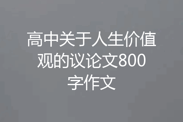高中关于人生价值观的议论文800字作文
