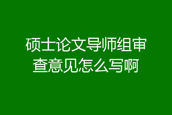 硕士论文导师组审查意见怎么写啊