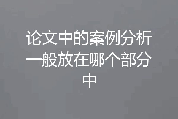 论文中的案例分析一般放在哪个部分中