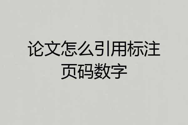 论文怎么引用标注页码数字