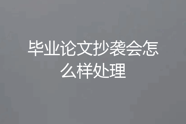 毕业论文抄袭会怎么样处理