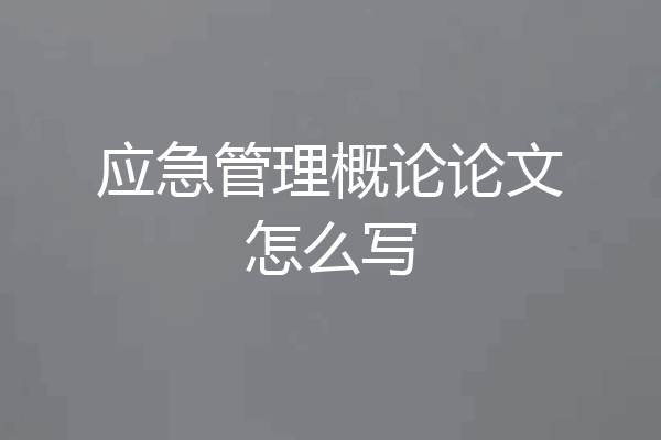 应急管理概论论文怎么写