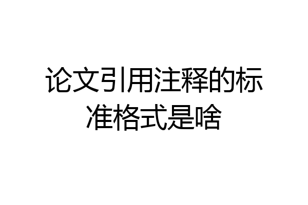 论文引用注释的标准格式是啥