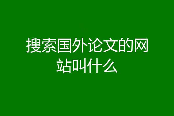 搜索国外论文的网站叫什么