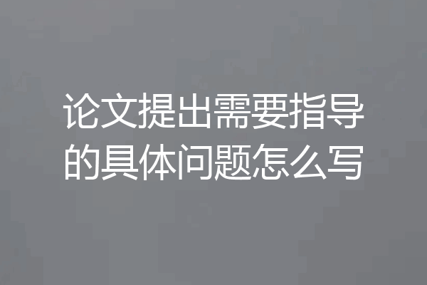 论文提出需要指导的具体问题怎么写