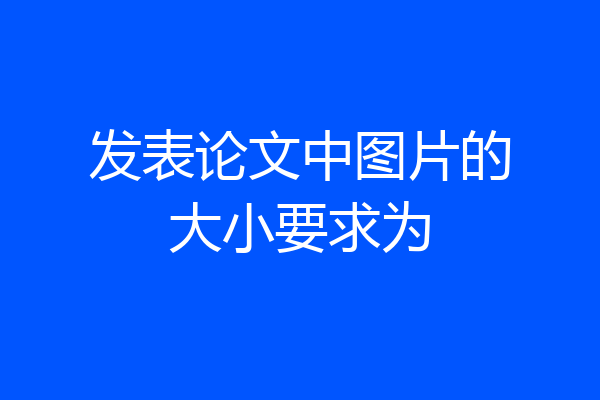 发表论文中图片的大小要求为