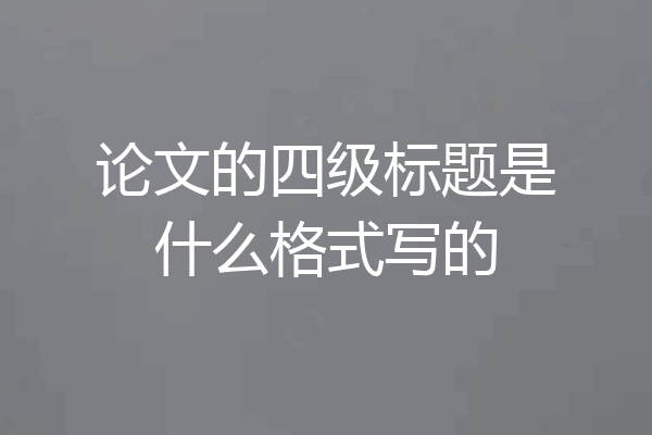 论文的四级标题是什么格式写的