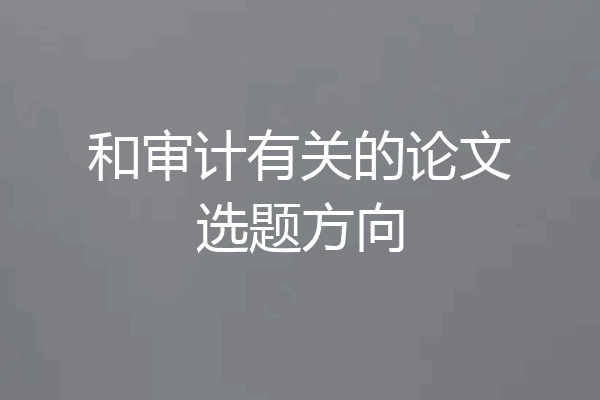 和审计有关的论文选题方向