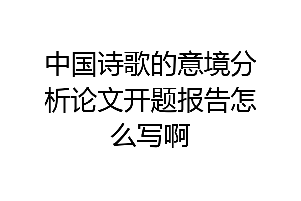 中国诗歌的意境分析论文开题报告怎么写啊