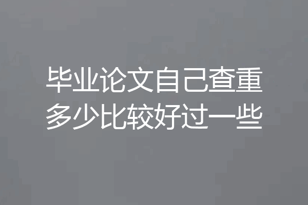毕业论文自己查重多少比较好过一些