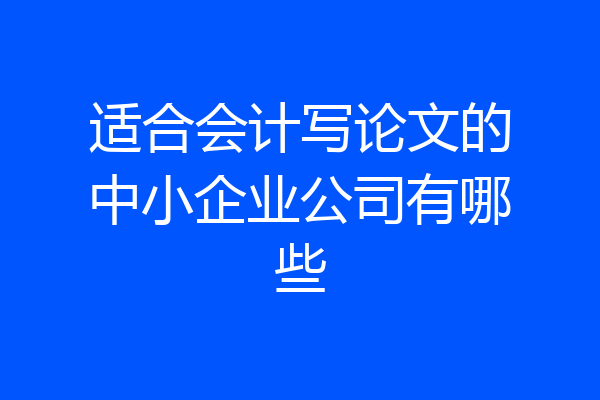 适合会计写论文的中小企业公司有哪些