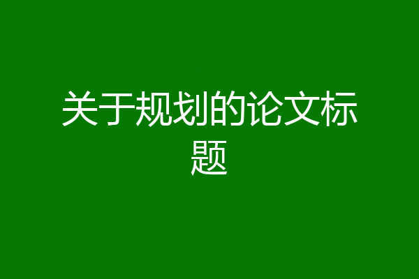 关于规划的论文标题