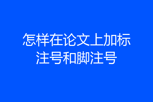 怎样在论文上加标注号和脚注号