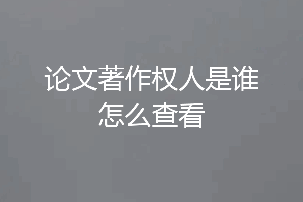 论文著作权人是谁怎么查看