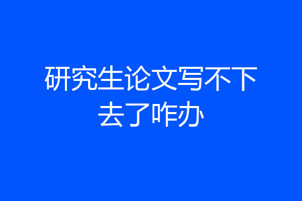 研究生论文写不下去了咋办