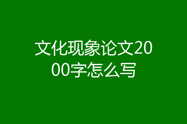 文化现象论文2000字怎么写