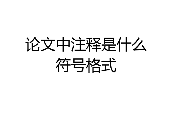 论文中注释是什么符号格式