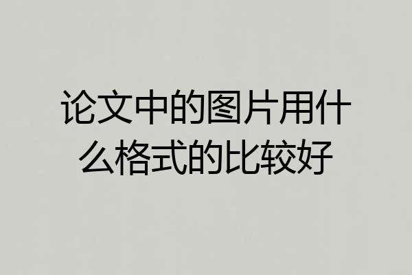 论文中的图片用什么格式的比较好