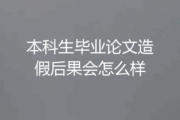 本科生毕业论文造假后果会怎么样