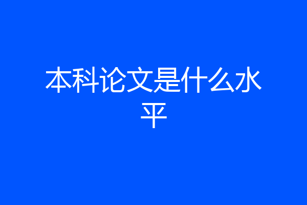 本科论文是什么水平