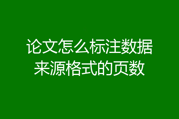 论文怎么标注数据来源格式的页数