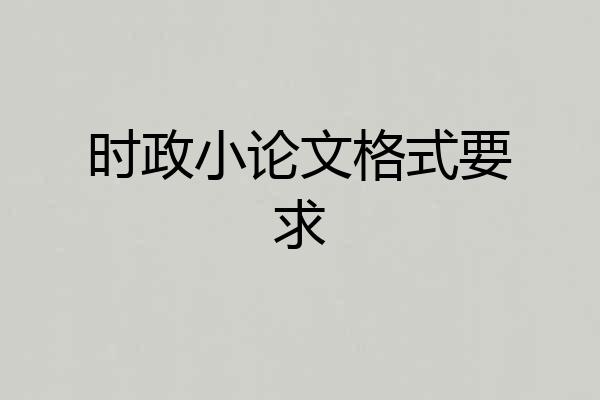 时政小论文格式要求