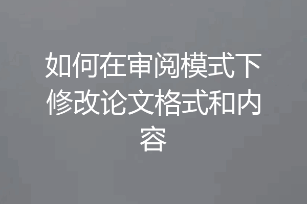如何在审阅模式下修改论文格式和内容