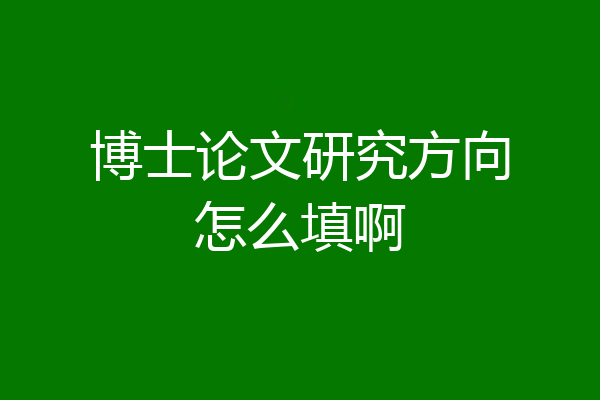 博士论文研究方向怎么填啊