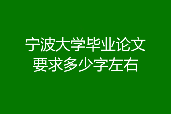 宁波大学毕业论文要求多少字左右