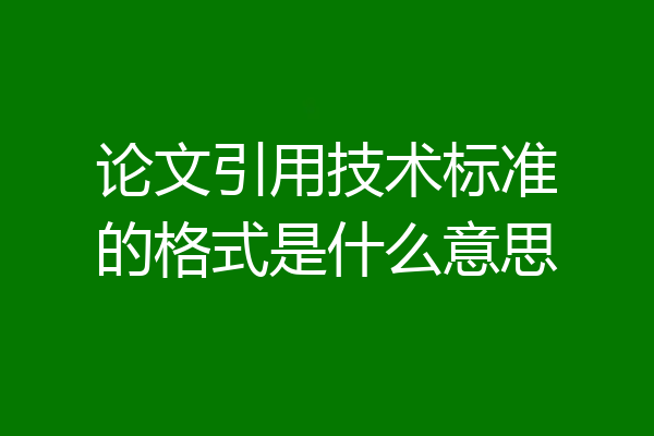 论文引用技术标准的格式是什么意思