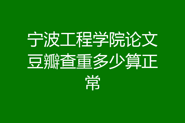 宁波工程学院论文豆瓣查重多少算正常