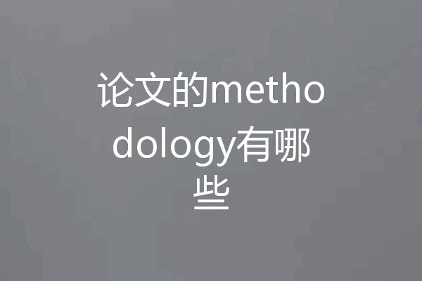 论文的methodology有哪些