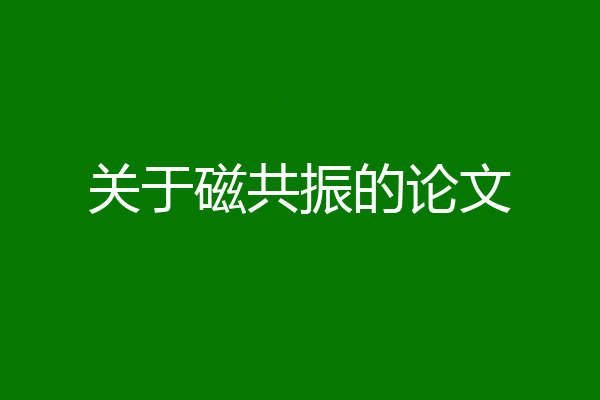 关于磁共振的论文