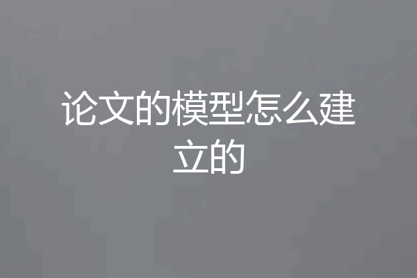 论文的模型怎么建立的