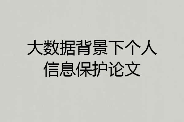 大数据背景下个人信息保护论文