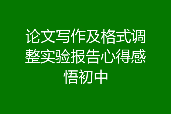 论文写作及格式调整实验报告心得感悟初中