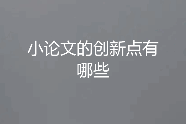 小论文的创新点有哪些