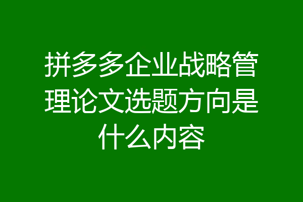 拼多多企业战略管理论文选题方向是什么内容