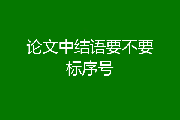 论文中结语要不要标序号
