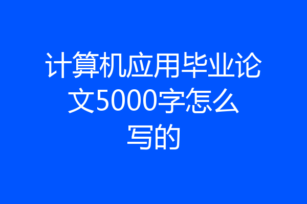 计算机应用毕业论文5000字怎么写的