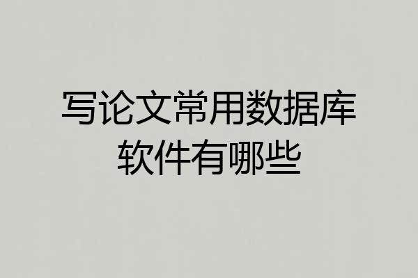 写论文常用数据库软件有哪些