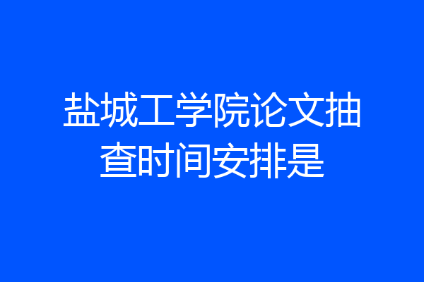 盐城工学院论文抽查时间安排是