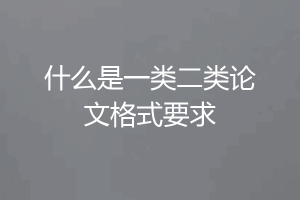 什么是一类二类论文格式要求